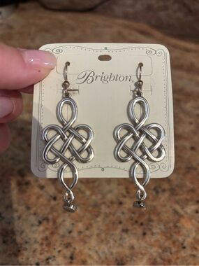Brighton Silver Celtic Knot Dangle Earrings with Faceted Drops
